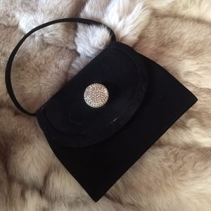 Black Velvet Jeweled Handbag